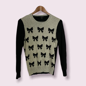 J. Crew Women's Medium Take a Bow Wool Blend Sweater Black Gray